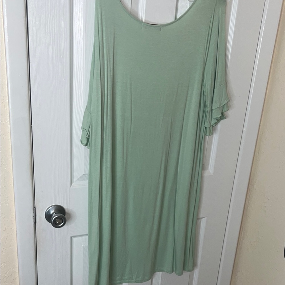 Green Ruffle Sleeve Top - Picture 5 of 5